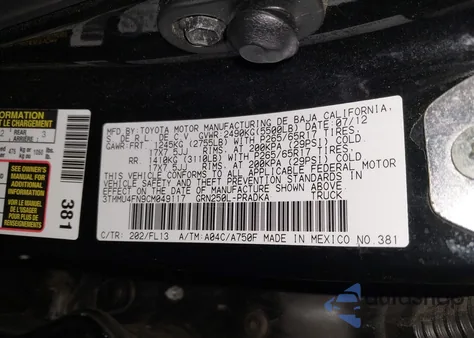 2012 Toyota Tacoma Base V6 из США, поврежденный, VIN 3TMMU4FN9CM049117